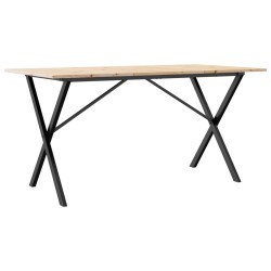 Table à manger cadre en X 140x80x75 cm bois de pin massif acier 507834507834