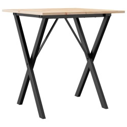 Table à manger cadre en X 70x70x75 cm bois de pin massif acier 507837507837