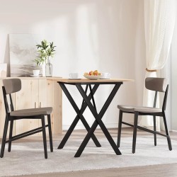 Table à manger cadre en X 70x70x75 cm bois de pin massif acier 507837507837