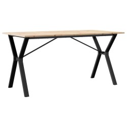 Table à manger cadre en Y 140x80x75 cm bois de pin massif acier 507838507838