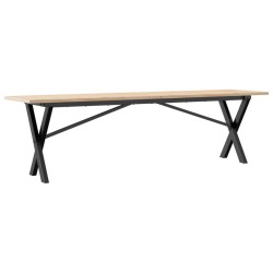 Table basse cadre en X 160x40x45 cm bois de pin massif et acier 507846507846