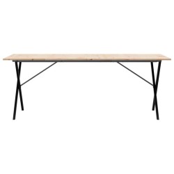 Table à manger cadre en X 200x100x75cm bois de pin massif acier 507848507848