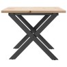Table basse cadre en X 80x50x40 cm bois de pin massif et acier 507876507876