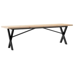 Table basse cadre en X 160x40x45,5 cm bois de pin massif acier 507904507904