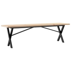 Table basse cadre en X 160x40x45,5 cm bois de pin massif acier 507904507904
