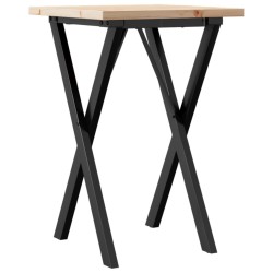Table à manger cadre en X 50x50x75,5cm bois de pin massif acier 507905507905