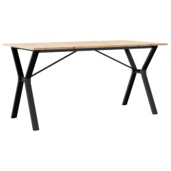 Table à manger cadre en Y 160x80x75 cm bois de pin massif acier 507907507907