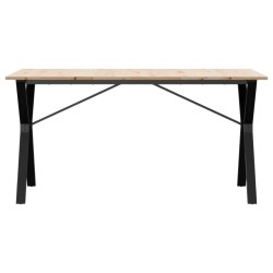 Table à manger cadre en Y 160x80x75 cm bois de pin massif acier 507907507907