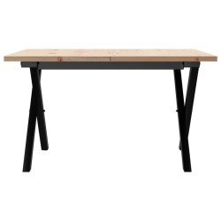 Table basse cadre en X 60x60x40 cm bois de pin massif et acier 507909507909