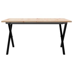Table basse cadre en X 90x90x45 cm bois de pin massif et acier 507912507912