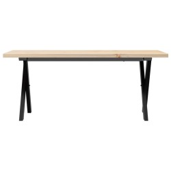 Table basse cadre en X 110x40x45,5 cm bois de pin massif acier 507914507914