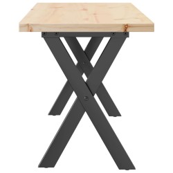 Table basse cadre en X 110x40x45,5 cm bois de pin massif acier 507914507914