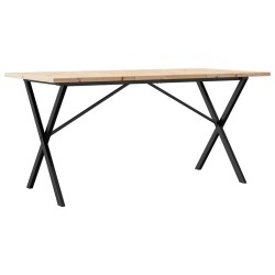 Table à manger cadre en X 140x80x75,5 cm bois pin massif acier 507917507917