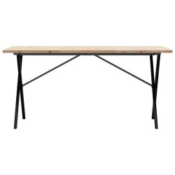 Table à manger cadre en X 140x80x75,5 cm bois pin massif acier 507917507917