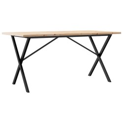Table à manger cadre en X 140x80x75,5 cm bois pin massif acier 507917507917