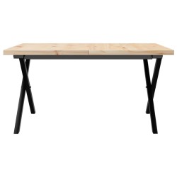 Table basse cadre en X 90x90x45,5cm bois de pin massif et acier 507922507922