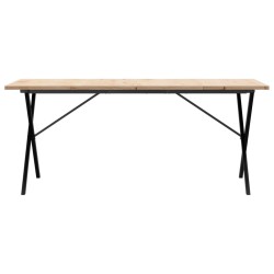 Table à manger cadre en X 180x90x75,5 cm bois pin massif acier 507923507923