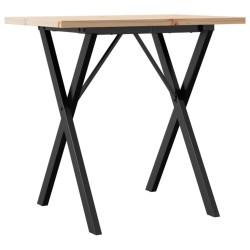 Table à manger cadre en X 80x50x75,5cm bois de pin massif acier 507924507924