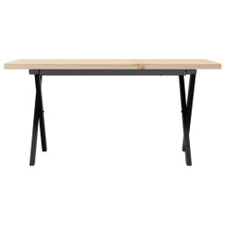 Table basse cadre en X 90x40x45,5cm bois de pin massif et acier 507927507927