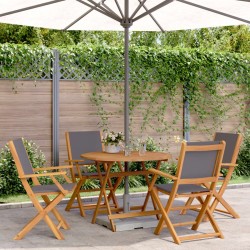 Ensemble à manger de jardin 5 pcs anthracite tissu bois massif 507930507930