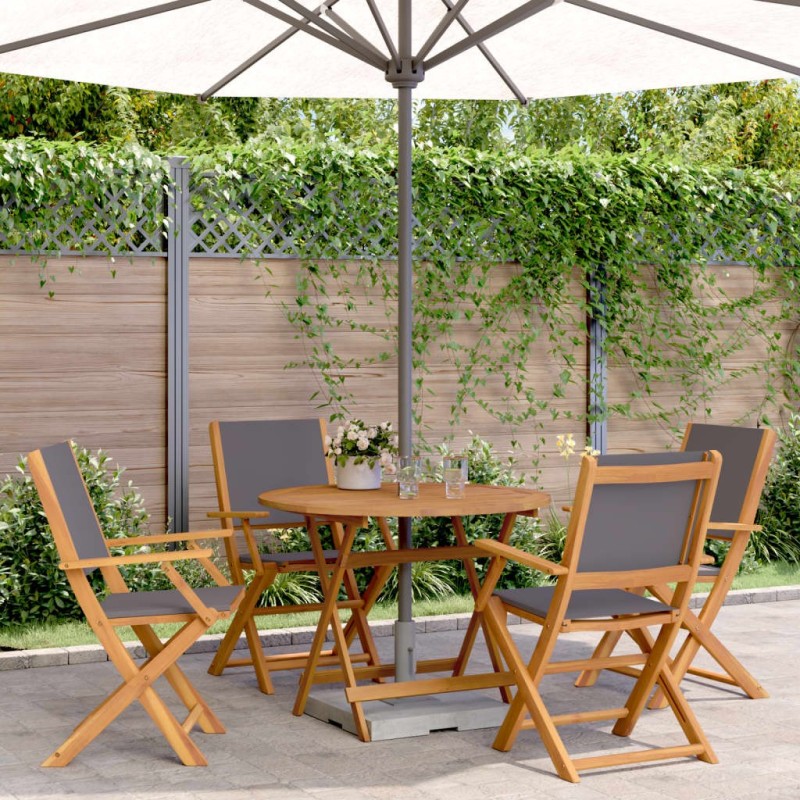 Ensemble à manger de jardin 5 pcs anthracite tissu bois massif 507930507930