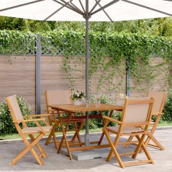 Ensemble à manger de jardin 5 pcs taupe tissu et bois massif 507936507936