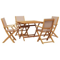 Ensemble à manger de jardin 5 pcs taupe tissu et bois massif 507936507936