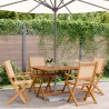 Ensemble à manger de jardin 5 pcs beige tissu et bois massif 507937507937