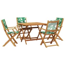 Ensemble à manger de jardin 5 pcs motif de feuilles tissu bois 507938507938