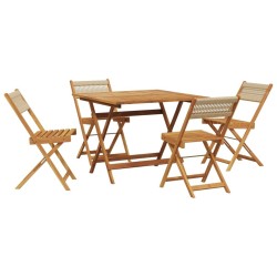 Ensemble à manger de jardin 5pcs beige polypropylène et bois 507940507940