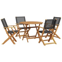 Ensemble à manger de jardin 5 pcs résine tressée et bois massif 507945507945