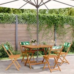 Ensemble à manger de jardin 5 pcs motif de feuilles tissu bois 507947507947