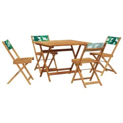 Ensemble à manger de jardin 5 pcs motif de feuilles tissu bois 507947507947