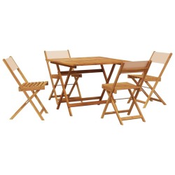 Ensemble à manger de jardin 5 pcs beige tissu et bois massif 507955507955