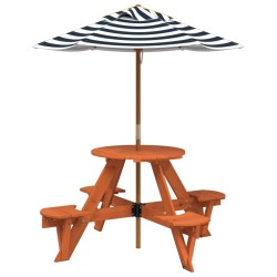 Table de pique-nique pour 4 enfants avec parasol rond sapin 507956507956