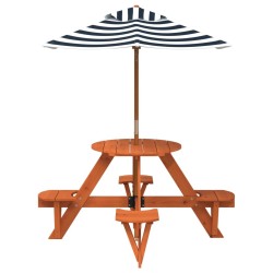 Table de pique-nique pour 4 enfants avec parasol rond sapin 507956507956