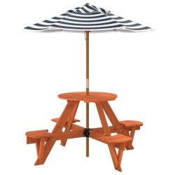 Table de pique-nique pour 4 enfants avec parasol rond sapin 507956507956