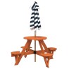 Table de pique-nique pour 4 enfants avec parasol rond sapin 507956507956