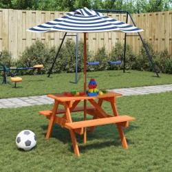 Table de pique-nique pour 4 enfants avec parasol bois de sapin 507961507961