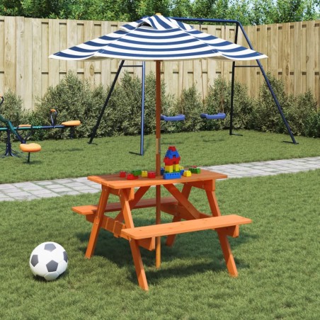Table de pique-nique pour 4 enfants avec parasol bois de sapin 507961507961