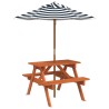 Table de pique-nique pour 4 enfants avec parasol bois de sapin 507961507961