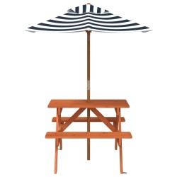 Table de pique-nique pour 4 enfants avec parasol bois de sapin 507961507961