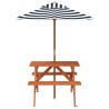 Table de pique-nique pour 4 enfants avec parasol bois de sapin 507961507961