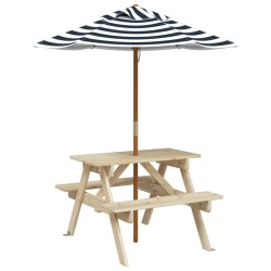 Table de pique-nique pour 4 enfants avec parasol bois de sapin 507966507966