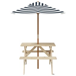 Table de pique-nique pour 4 enfants avec parasol bois de sapin 507966507966
