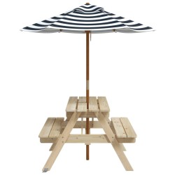 Table de pique-nique pour 4 enfants avec parasol bois de sapin 507966507966