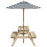 Table de pique-nique pour 4 enfants avec parasol bois de sapin 507966507966