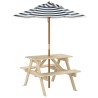 Table de pique-nique pour 4 enfants avec parasol bois de sapin 507966507966