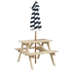Table de pique-nique pour 4 enfants avec parasol bois de sapin 507966507966