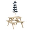 Table de pique-nique pour 4 enfants avec parasol bois de sapin 507966507966